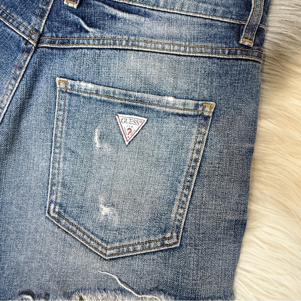Guess Logo Pocket High Rise 90s Button Fly Cutoff Women’s Denim Shorts Sz 29 - Picture 10 of 10